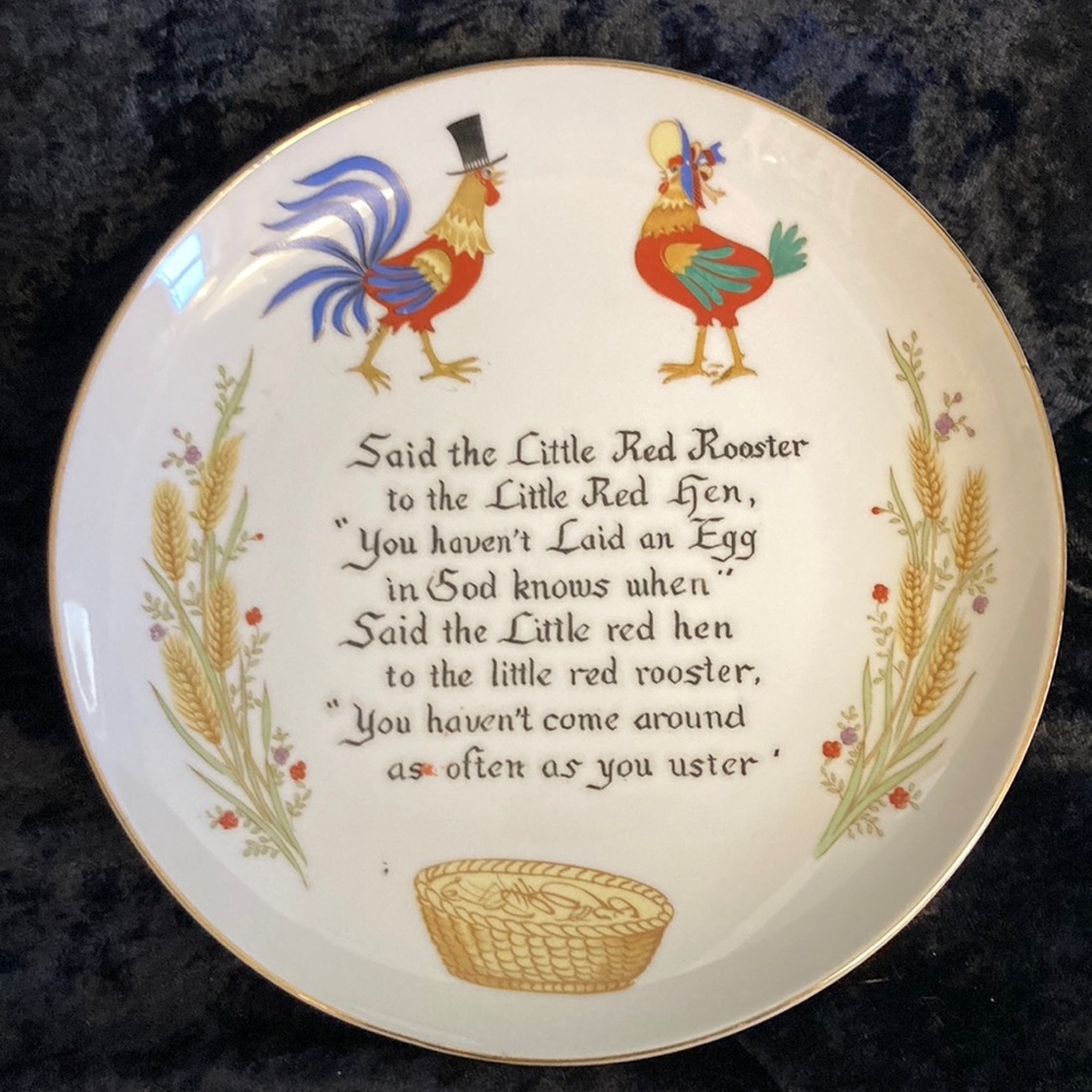 🫖naughty Vintage Aramark Japan collectible Red Rooster Hen plate
